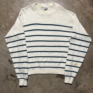 Vintage 80s Garan Cream/Green Striped Sweater